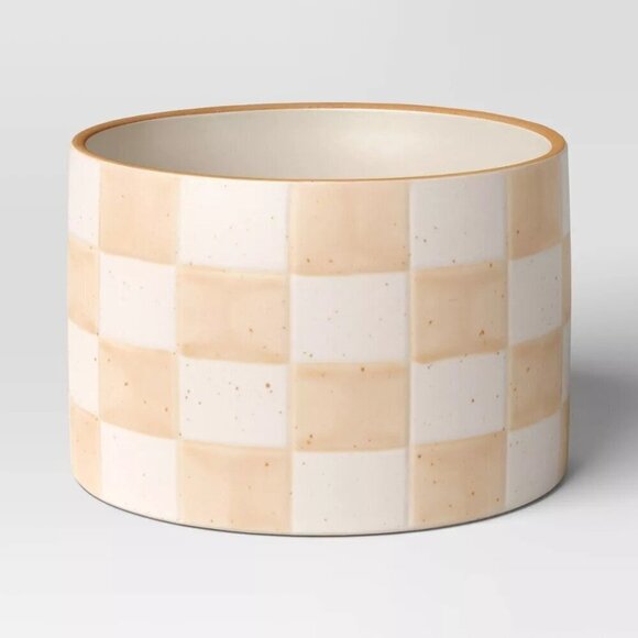 Checker Stoneware Indoor Outdoor Planter Pot Ivory 5.88" - Threshold  - Target - Picture 1 of 5